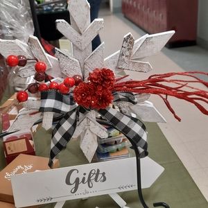 Wooden decorated snowflake